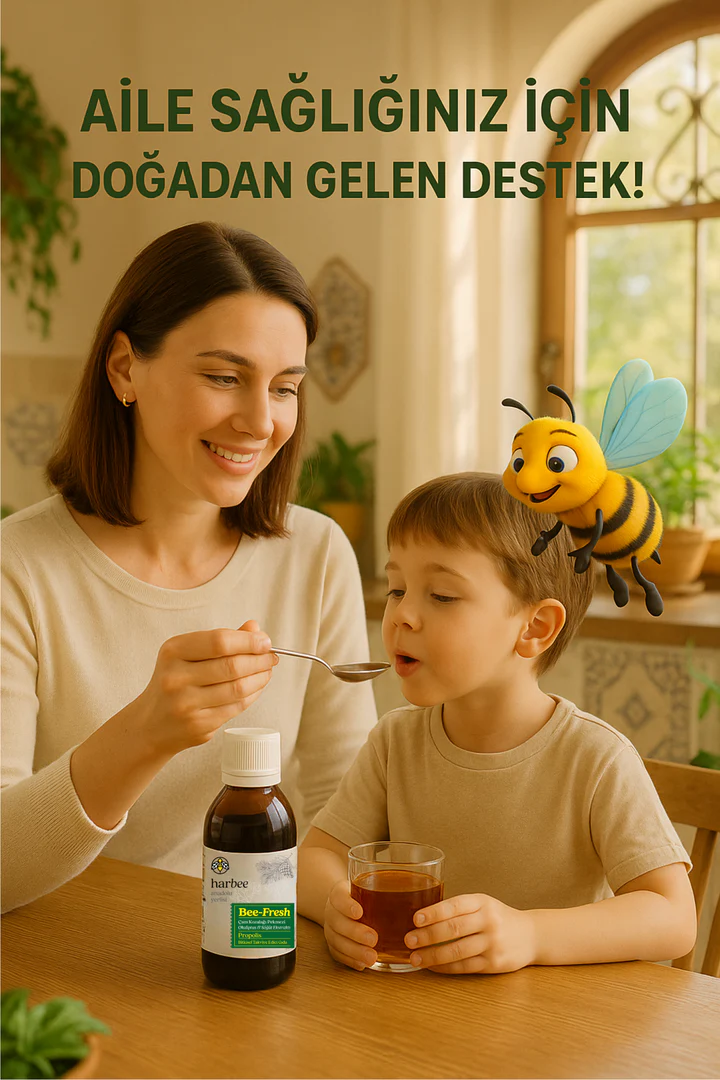 Çam Kozalağı Propolis Şurup 150 ml – C Vitamini, Çinko, Karamürver & Söğüt Ekstratı | Harbee Bee Fresh