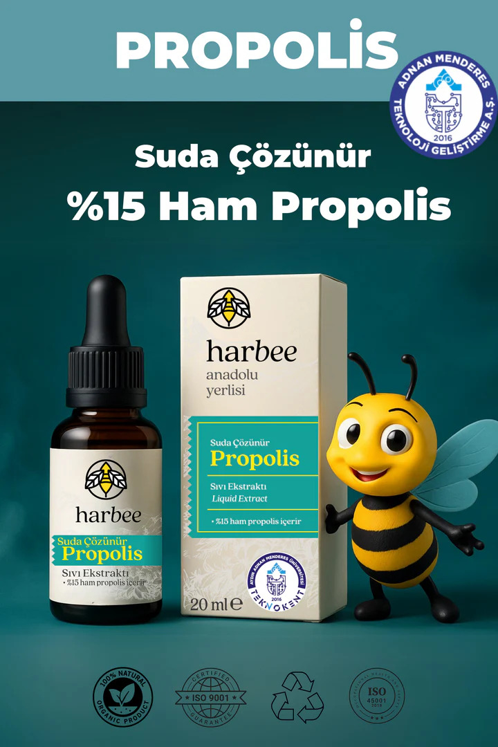 Su Bazlı Propolis Damla 20 ml %15 Ham Propolis – Bağışıklık Desteği | Harbee