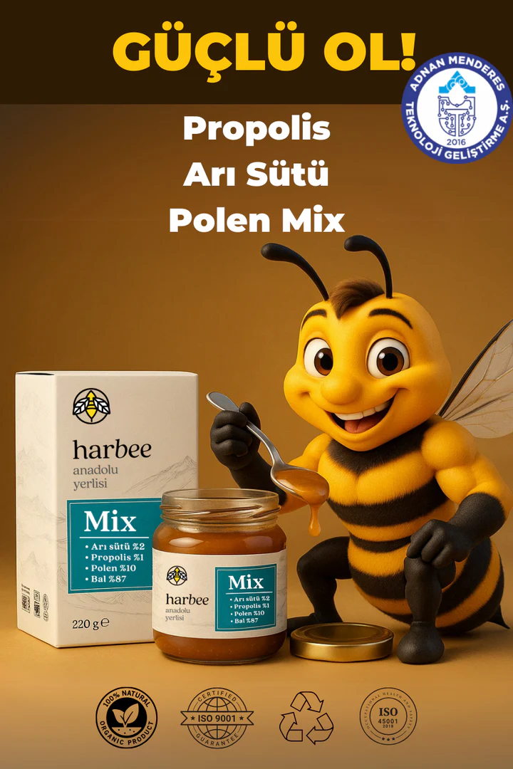 Bal, Propolis, Arı Sütü, Polen Karışımı 220 gr – %100 Doğal | Harbee Mix
