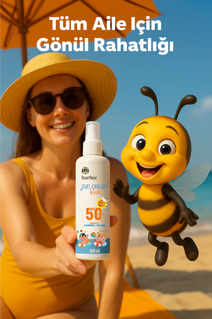  Çocuk Güneş Kremi SPF 50+ 100 ml – Hassas Ciltler İçin Propolis, Pantenol & Kolajen | Harbee
