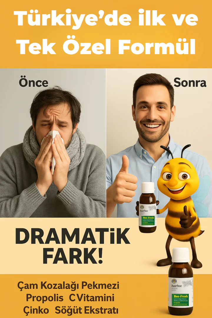 Çam Kozalağı Propolis Şurup 150 ml – C Vitamini, Çinko, Karamürver & Söğüt Ekstratı | Harbee Bee Fresh