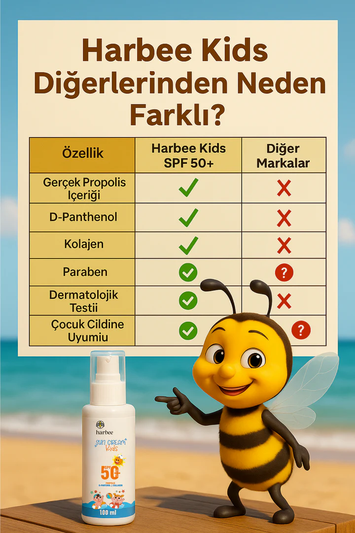 Çocuk Güneş Kremi SPF 50+ 100 ml – Hassas Ciltler İçin Propolis, Pantenol & Kolajen | Harbee