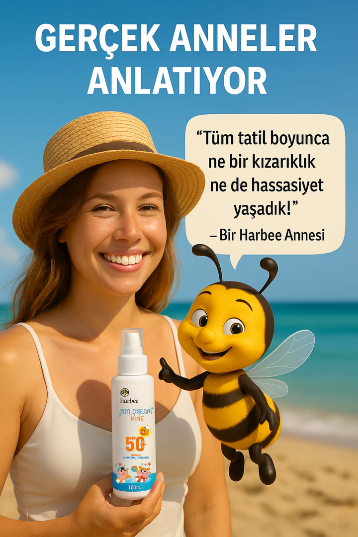  Çocuk Güneş Kremi SPF 50+ 100 ml – Hassas Ciltler İçin Propolis, Pantenol & Kolajen | Harbee