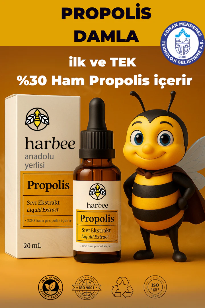 Propolis Damla 20 ml %30 Ham Propolis – %100 Doğal Bağışıklık Desteği | Harbee