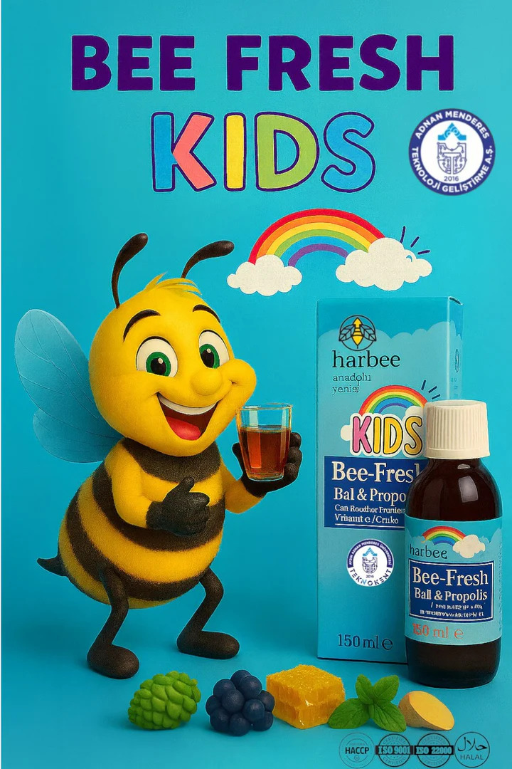 Bee-Fresh Kids Bal & Propolis Şurup 150 ml – C Vitamini ve Çinko Katkılı Takviye Edici Gıda | Bee-Fresh Kids