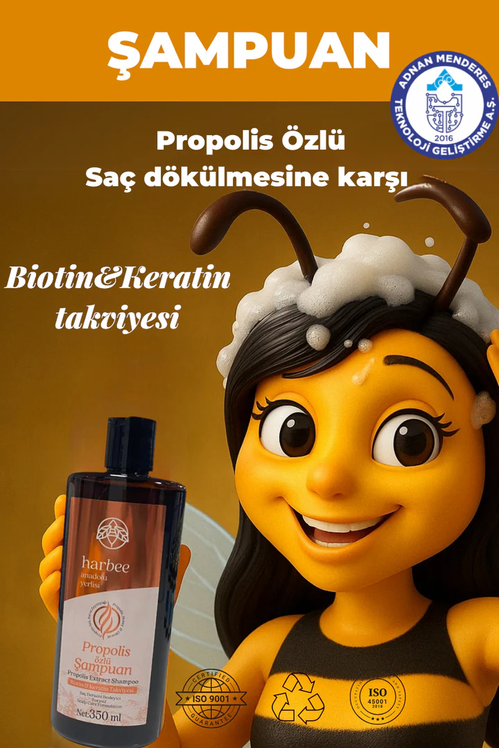 Propolis Özlü Şampuan 350 ml – Tüm Saç Tipleri İçin Besleyici & Onarıcı | Harbee