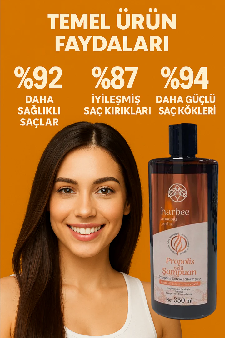 Propolis Özlü Şampuan 350 ml – Tüm Saç Tipleri İçin Besleyici & Onarıcı | Harbee