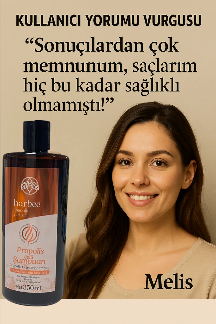 Propolis Özlü Şampuan 350 ml – Tüm Saç Tipleri İçin Besleyici & Onarıcı | Harbee