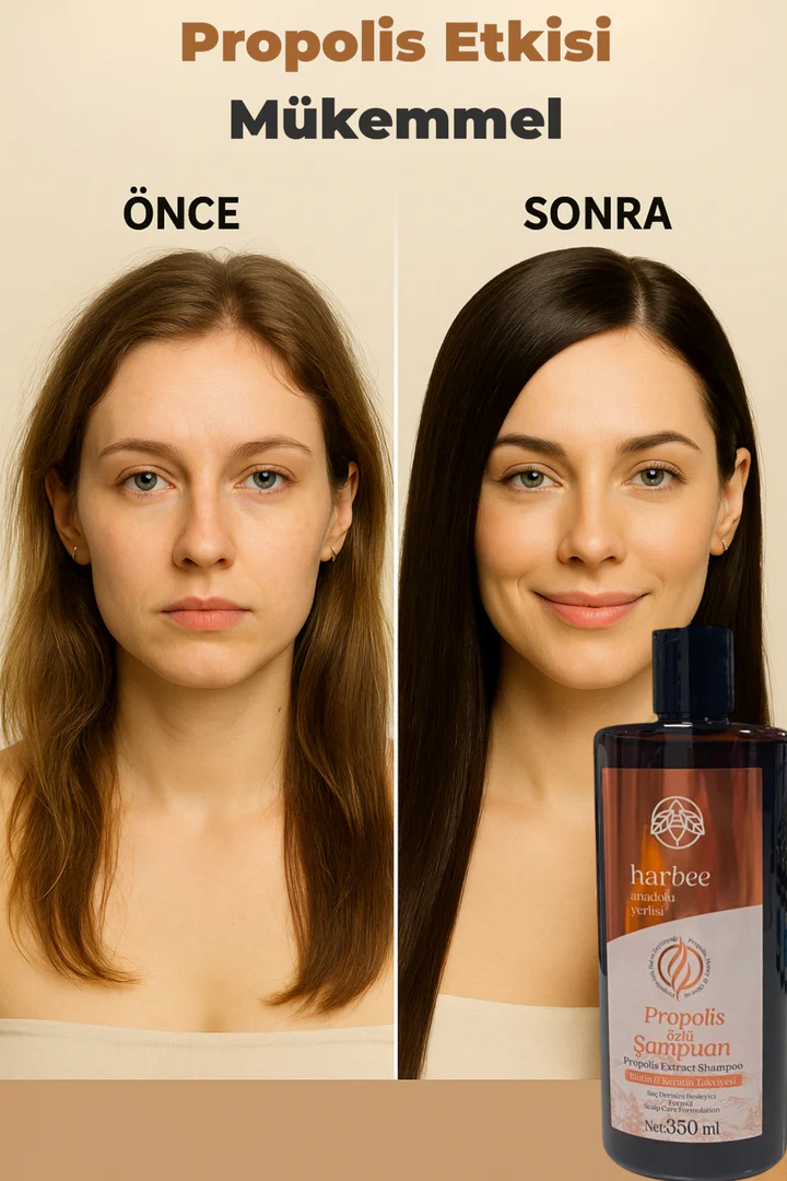 Propolis Özlü Şampuan 350 ml – Tüm Saç Tipleri İçin Besleyici & Onarıcı | Harbee